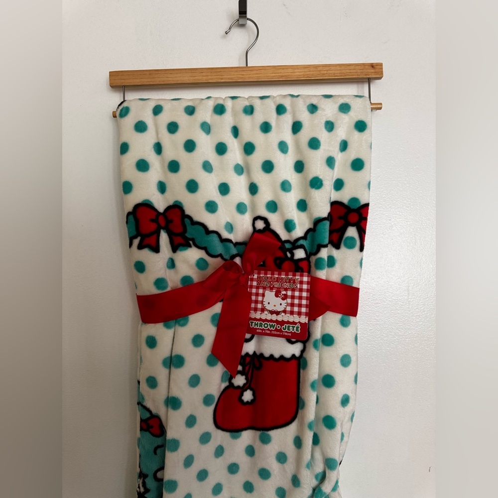 Hello Kitty Holiday Blanket with Red and Teal accents